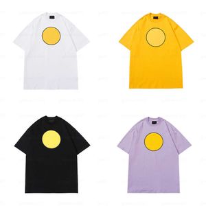 Diseñador Hombres Camiseta Amarillo Smiling Face Diseño Impresión Mensaje Moda Moda de algodón Mezcla redonda Copa suelta transpirable Camisetas de verano