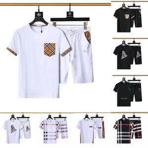 Diseñador Hombres Chándales Diseño de moda Camiseta Pantalones de celosía clásicos Conjuntos de 2 piezas Camisas cortas Pantalones cortos Traje a cuadros