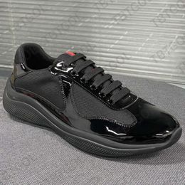 Designer Men Trainers Americas Cup XL Leather Sneakers Black Patent Flat Mesh Lace Up Women Casual Shoes Outdoor Runner Shoe With Box No C