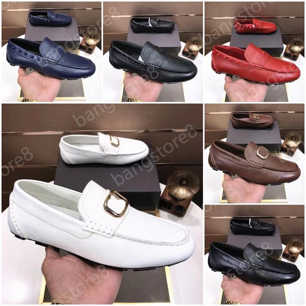 Diseñador Hombres VLOGO SIGNATURE GRAINY CALFSKIN holgazán clásicos de lujo ZAPATO DE CONDUCCIÓN de alta calidad Tamaño 39-45