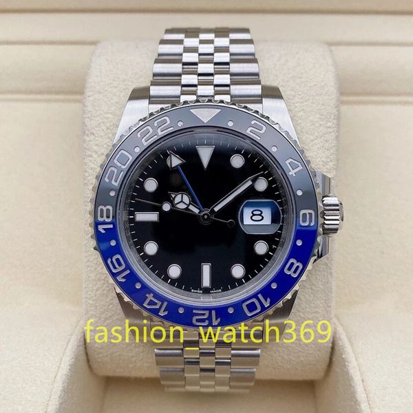 Designer Men Watch Automatic Mechanical 40mm 904L Steel 126710 Blue Black Alloy Bezel GMT Calendar Sapphire Glass Super Wattert Luxe Cadeau