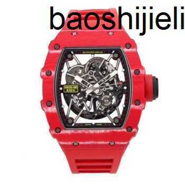 Reloj de diseñador para hombre RichrdsMilers Movimiento mecánico Tourbillon Fibra de carbono RM35-02 mecánico Diablo rojo con seguridad