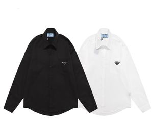 Designer Hommes blanc Chemise triangle logo affaires de luxe Chemises décontractées Manches longues noir blanc Asie taille M-3XL