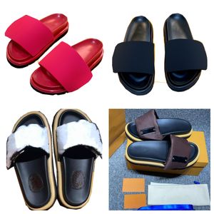 Designer Men Woman Slippers Embossed Brown Sliders White Embellishment Platform Wedge Sandal Thick Bottom Couple Models with box size35-46