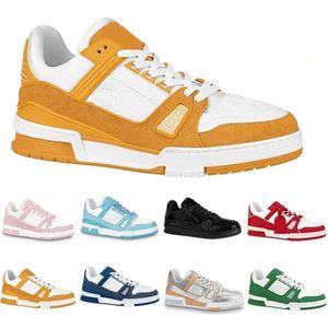 Designer Heren Dames Casual Schoenen Mode Trainers Platform Hakken Reliëf Veterschoenen Outdoor Sneakers Wit Zwart Geel Groen Roze Blauw