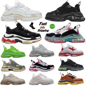 Designer Triple S Casual Chaussures Hommes Femmes Plate-forme Baskets Clear Sole Noir Blanc Beige Foncé Rouge Gris Vert Hommes Baskets Chaussure De Plein Air