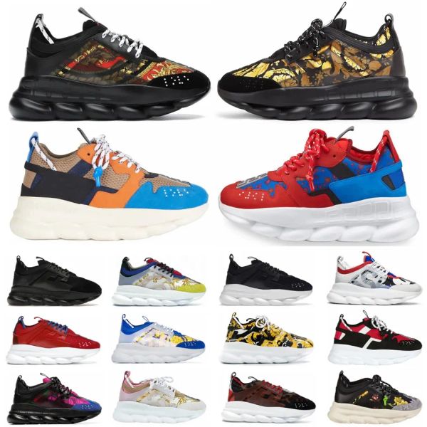 Designer Hommes Femmes Chain Reaction Casual Chaussures Triple Blanc Noir Sergé Orange Bleu Fluo Multi-Couleur Caoutchouc Daim Plate-forme Sports Baskets de plein air à lacets