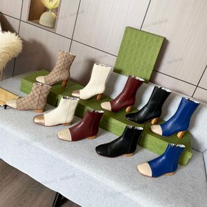 Nieuwste mode dames laarzen schoenen ontwerper luxe hakken winter laars vrouw hoge hak 6 cm plat 1,5 cm koehid lederen dames ridder motorfiets martin booties 35-43