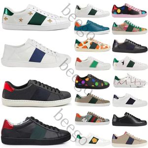 Designer Men Women voor sneaker casual schoenen slang chaussures lederen sneakers aas bijen geborduurde witte schoen plat platform wandelsporttrainers tijger striden