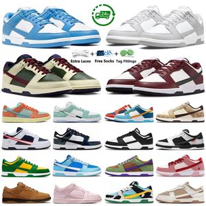 Designer Heren Dames Lage Casual Schoenen Kokosmelk Donker Team Rood Grijs Mist UNC Giraffe Tightbooth Four Peat Prism Roze Hennep Heren Dames Platte Trainers Sport Sneakers GAI