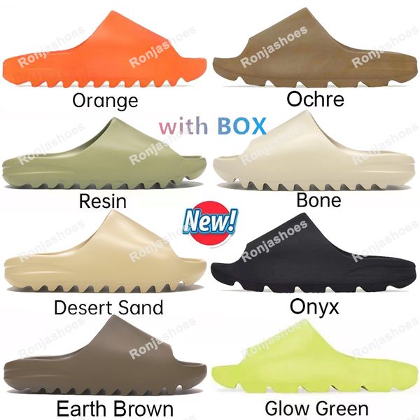 Con caja Diapositivas Diseñador Hombre Mujer Sandalias Zapatillas Hueso Desierto Tierra Marrón Resina Ocre puro Negro Ónix Piedra Salvia MXT Mineral Azul Arena Gris Sandalia Zapatillas Tamaño US4-13