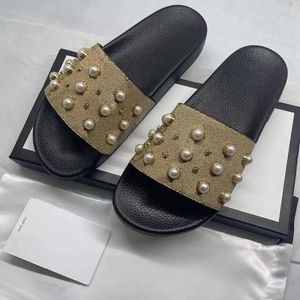 Designer Men Women Slippers Streep slippers brede platte casual slipper zomerdruksandalen met bloemkast stofzak schoenen 2023