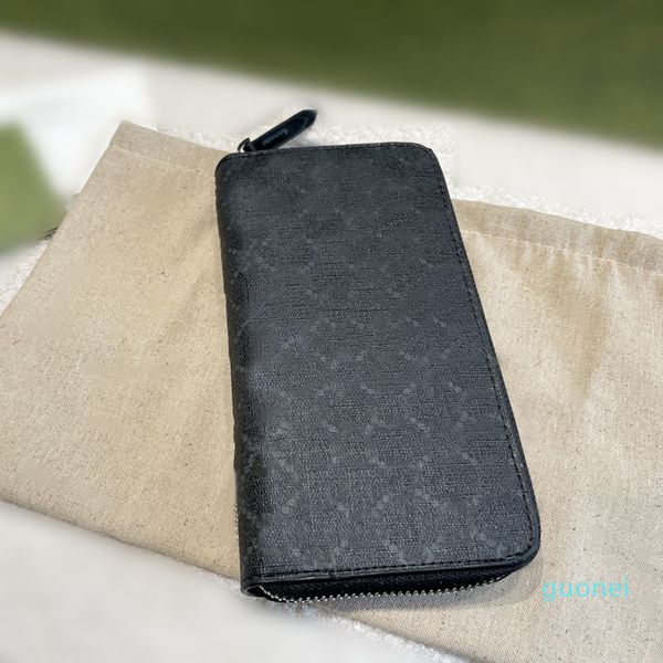 Diseñador Hombres Mujeres Zip Around Wallet Letras en relieve Lona larga Pequeña Purese Fibra de viscosa 5625