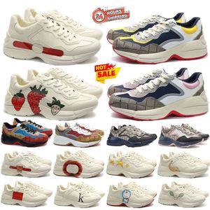 Designer Hommes Femmes Puff Marche Casual Gvccis Baskets Scrawl Bee Dimplegourmand Véritable Cuir Beige Semelle Épaisse Rétro Chaussures De Sport