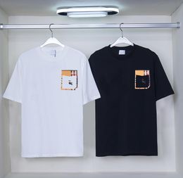 Designer Men039S T -shirt Zwart -en witte pony Plaid Stripes Luxe Europees en Amerikaans merk 100 katoen Casual Street Crewne9126293
