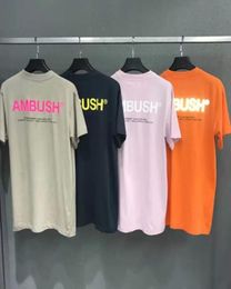 Diseñador para hombre AMBUSH camiseta de manga corta carta de pecho reflectante básico hombres y mujeres pareja camisetas moda moda 1473496