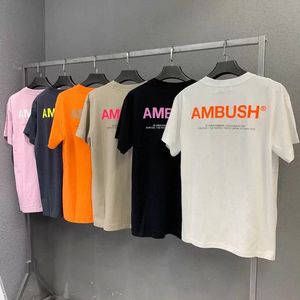 Diseñador para hombre AMBUSH Camiseta de manga corta Carta en el pecho Reflectante Básico Hombres y mujeres Pareja Camisetas Tops Moda de moda