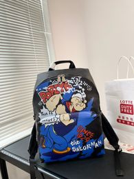 Diseñador Mochila para hombre Mochila con letras negras Gran capacidad Dibujos animados Graffiti Bolsas de moda Marca de lujo Bolsa de viaje Mochilas escolares Bolsas casuales al aire libre Totes