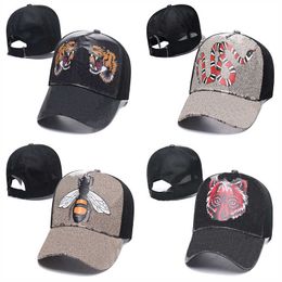 Designer Mens Baseball Caps femme Marque Tiger Head Chapeaux abeille serpent Os brodé Hommes Femmes casquette Sun Hat gorras Sports mesh Motifs animaux snapbacks.ZRRH