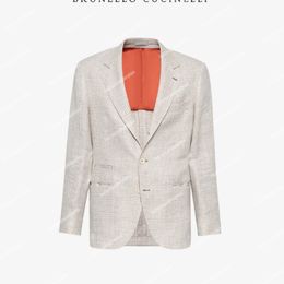 Designer Mens Blazers Brunello Veste Vérification de la veste Business Leisure Costume