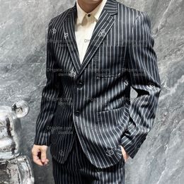 Designer Mens Blazers Cotton Linen Fashion Coat Vestes L Letters Business Casual Slim Fit Formal Suit Blazer Men Suit Top Pant