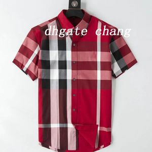 Designer hommes chemise décontractée mode affaires burbereys hommes marque chemise printemps été revers à manches courtes plaid boutons à une rangée confortable et respirant M-3XL