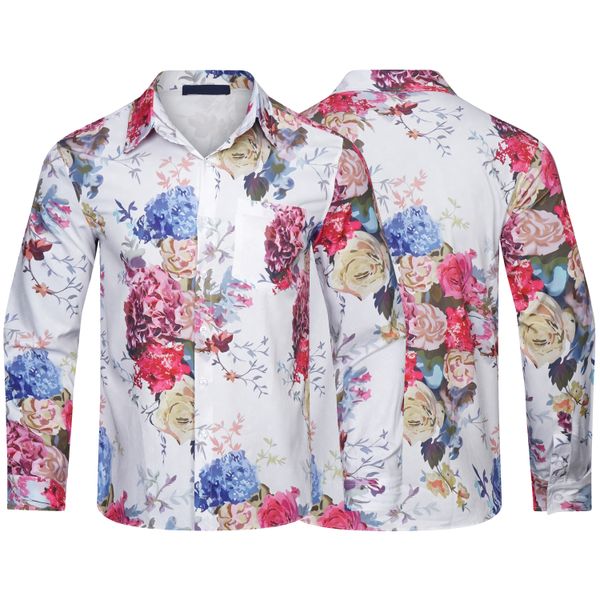Designer mens chemises décontractées mode imprimé à manches longues femmes décontractées chemises chemise à motif floral