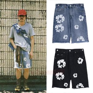 Designer Mens Denim Shorts Man Woman Fashion Splash Ink Drukte Korte Zomersplitsing Korte Summer Splicing Shorts