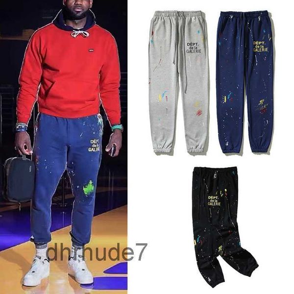 Designer Mens Depts Sweats à capuche Pantalon peint à la main Splash-Ink Splicing Cordon High Street Pantalon de survêtement décontracté Micro Cropped Long pour hommes et femmes T230