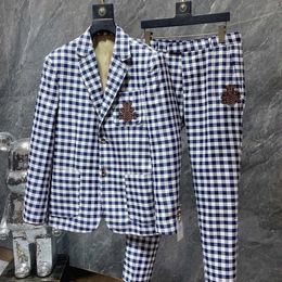 Diseñador para hombre chaquetas dobles traje de pana chándales bordado co marca serie chaqueta de diseñador de lujo hombre blazer pantalones conjunto de dos piezas n2gy #