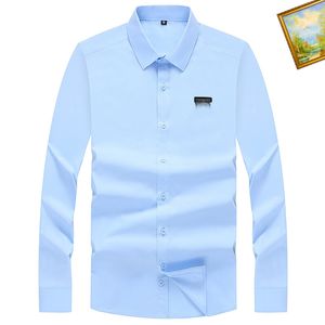 Designer Hommes Robe Chemise Casual Slim Soie T-shirt À Manches Longues Casual Vêtements D'affaires Plaid Hommes Asiatiques Chemises Pour Hommes Chemise Hommes M-3XL