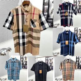 Designer heren overhemd Heren overhemd Designer poloshirt Luxe merk Klassiek geruit Effen Business Casual mouw Streep slanke mannelijke sociale mode-plaid