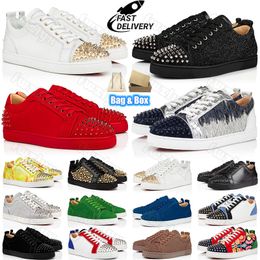 Designer kledingschoenen heren dames christenen rode bodems sneakers luxe gesneden leren splike loafers vintage mode klinknagels schoen veterschoenen platte trainers