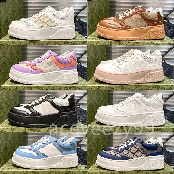 Diseñador Zapatos planos para hombre Vintage Chunky B Entrenadores Mujeres Zapatillas de cuero impresas Lienzo marrón Bordado con cordones Suela de goma Zapatos casuales al aire libre