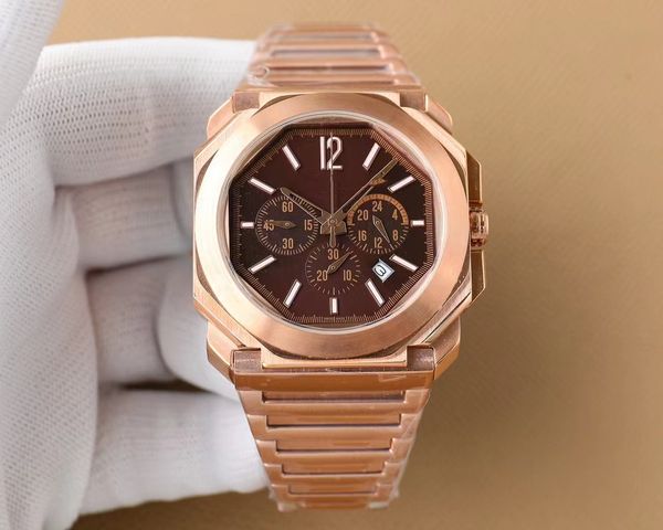Designer Mens pour montre de luxe chronométrage automatique montre quartz 41mm bracelet en cuir carré étanche 904l minuterie c1