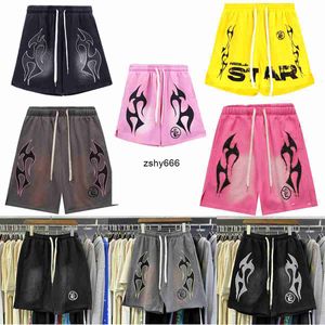 designer Hellstar Shorts voor heren, modderwassing, gemaakt van oud puur katoen, losse casual shorts voor heren en dames, maat s-xl