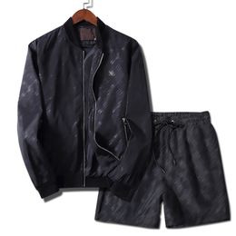 Designer herenjas lente herfst mode sport bomberjack met capuchon casual rits jassen shorts windjack set