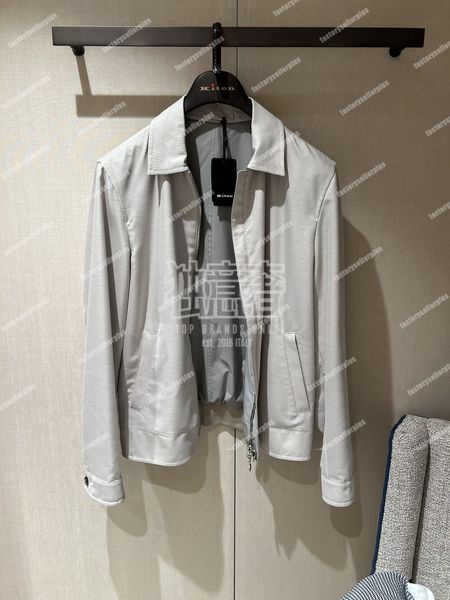 Designer Hommes Vestes Printemps Kiton Cachemire Soie Gris Manteau Occasionnel Printemps et Automne Vêtements D'extérieur