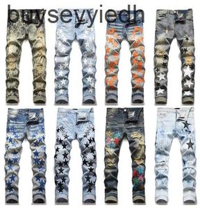 Designer Heren jean Distressed Ripped Bikers Man Luxe Jeans Slim Fit Motorcycle Biker Denim voor heren broek