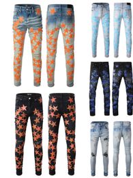 Designer Mens Jeans Desig 55 Colours Long Hippop Autocollant broderie Slim Streetwear Streety Pantalon Skinny Wholesale 29-38