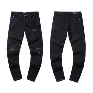 Designer heren jeans voor heren denim broek mode dames paarse merk trends verontruste zwart gescheurde fietser slanke fit motorfiets joggingbroek