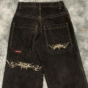 Designer Mens Jeans Jnco Y2k Hip Hop Rétro Graphique Brodé Baggy Pantalon Noir Hommes Femmes Harajuku Gothique Taille Haute Pantalon Large