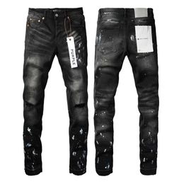 Diseñador Jeans para hombre Marca de lujo Purple Man Purple Brand jeans American High Street pintura negra desgastada 9002