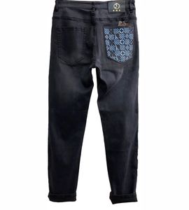 Designer Mens Jeans luxe stretch jeans met brief luxueuze zakelijke onderhandeling combinatie met zwarte jeans lederen merk printing l merk
