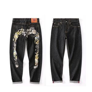 Designer Mens Jeans B à broderie en forme de tube droit pantalon à jambe large courte bordure bordure décontractée EV High Hip-hop Vêtements SPXA