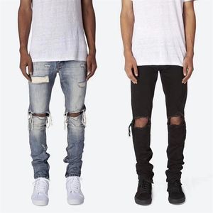 Designer heren jeans mnmi denim borduurwerk broek mode gaten broek Amerikaanse maat 28-36 hiphop noodlijdende rits broek voor mannelijke To2709