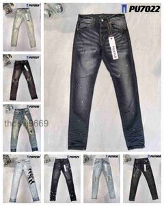 Designer Hommes Jeans Violet Denim Pantalon En Détresse Ripped Biker Jean Slim Fit Moto Hommes Vêtements Taille 30-40 M247