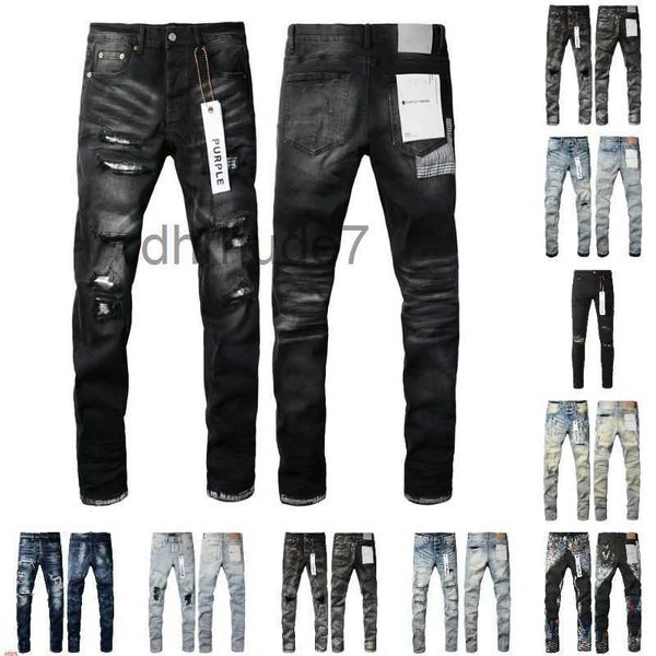 Diseñador Jeans para hombre Púrpura para hombre Retro Patchwork Pantalones acampanados Pantalones largos rasgados apilados salvajes Rectos Y2k Baggy Washed Faded Men QAP5