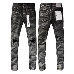 Designer Mens Jeans Purple Men Menée Skinny Skinny Straitement tendance long Renion High Street Rock Revival LRJS