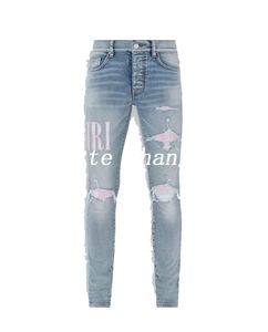 Designer Mens Jeans Split denim broek Mens Slim Fit Jeans Casual Hip Hop Button Pant Men Elastische broek Damesgat Slim Purple Jean True Luxury 765635377
